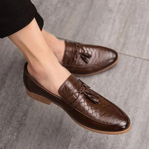 Mens Loafers Leather Shoes Formal Shoes - Brown